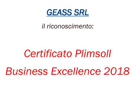 Certificato eccellenza Plimsoll 2018 Geass Srl Torino - GEASS Torino