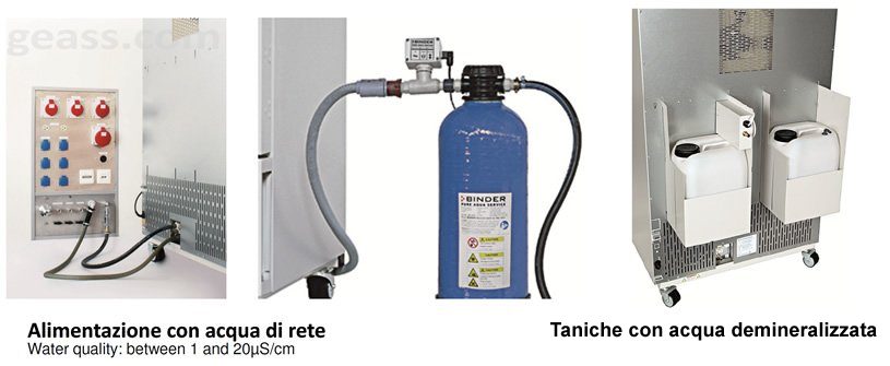 Camere climatiche Acqua di rete e taniche H2O demineralizzata per generazione umidita - GEASS Torino