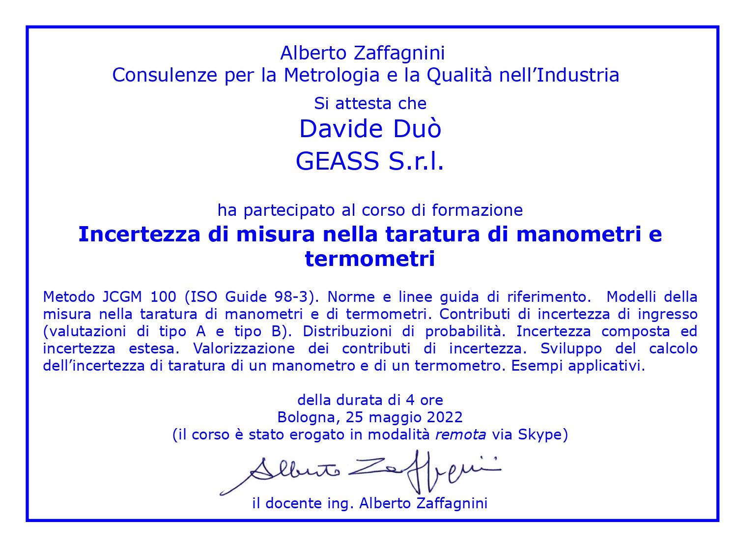 Attestato Duo 2022 - GEASS Torino