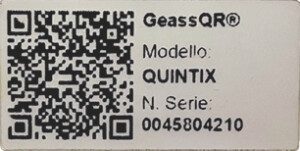 Etichetta per servizio GeassQR® identificazione bilancia analitica Sartorius Quintix PRO 204