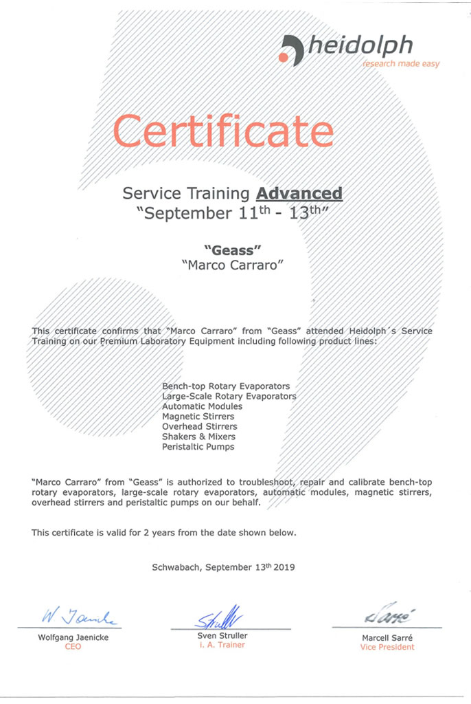 Training Formazione Advance Service Heidolph Carraro Marco Geass Torino - GEASS Torino