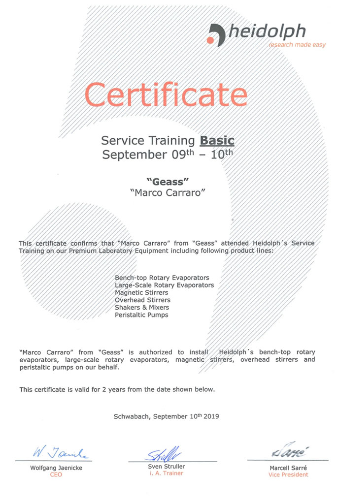 Training Formazione Service Basic Heidolph Carraro Marco Geass Torino - GEASS Torino
