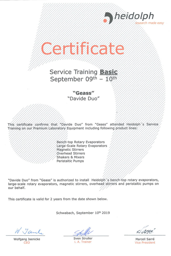 Training Formazione Service Basic Heidolph Davide Duò Geass Torino - GEASS Torino