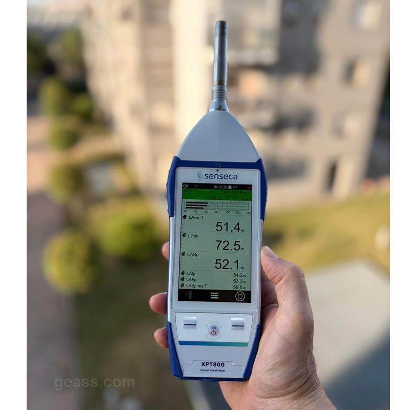 Misure rumore con Fonometro Senseca XPT800 per acustica edilizia Geass